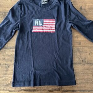 Ralph Lauren Girls Long Sleeve American Flag